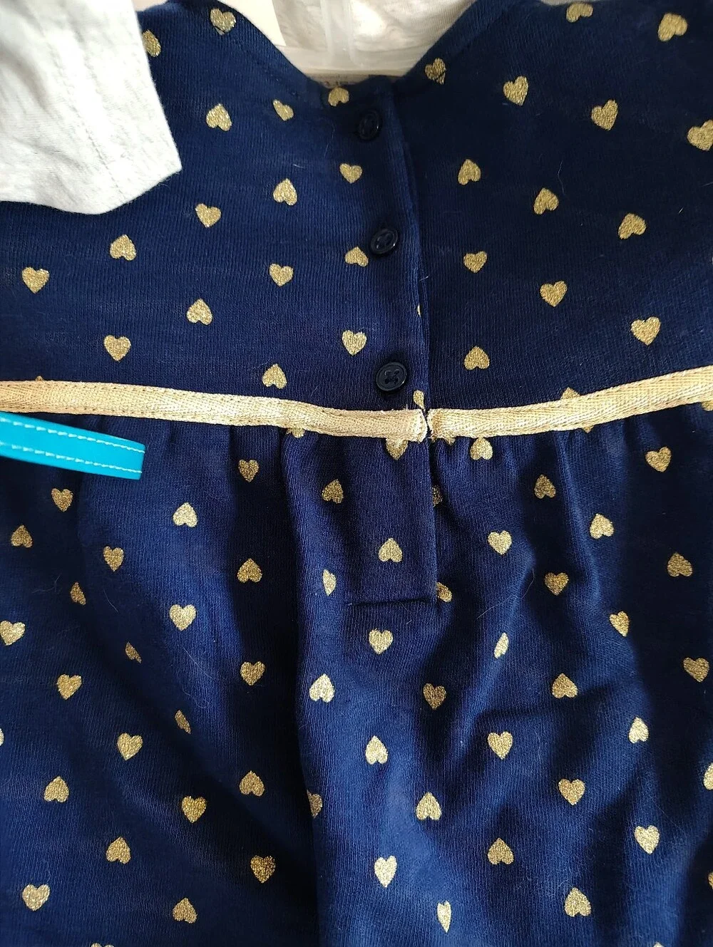 Carters Blue and Gold Heart Bow Matching Long Sleeve Set Size 18 Months